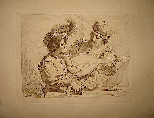 Bartolozzi Francesco (1727-1815) (Due uomini che cantano e suonano la chitarra) 1800 ca. Londra, presso J. & J. Boydell